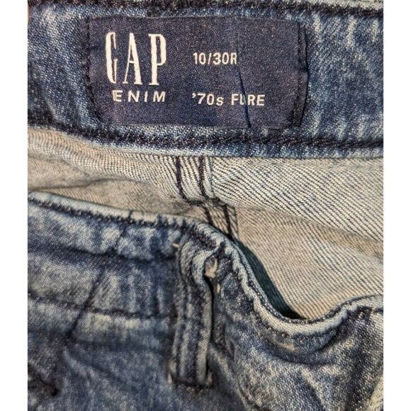 Gap '70s Flare Jeans Womens 10/30R Blue Stretch Button Pockets High Rise - Picture 8 of 9